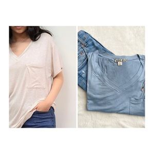 STEEL BLUE Classic Boyfriend Tee with Front Pocket